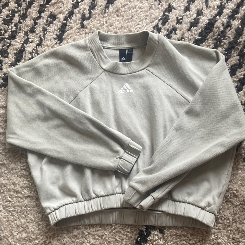 Adidas Sage Green Cropped Sweatshirt